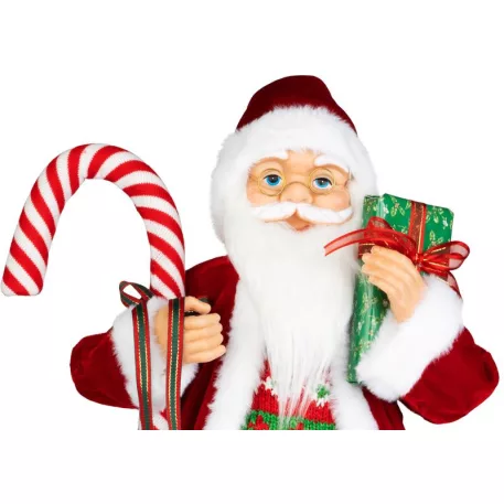 MagicHome Karácsonyi Dekoráció, Mikulás, ajándékkal, piros, 60 cm