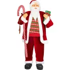 MagicHome Karácsonyi Dekoráció, Mikulás, ajándékkal, piros, 120 cm