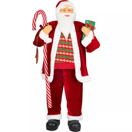 MagicHome Karácsonyi Dekoráció, Mikulás, ajándékkal, piros, 120 cm