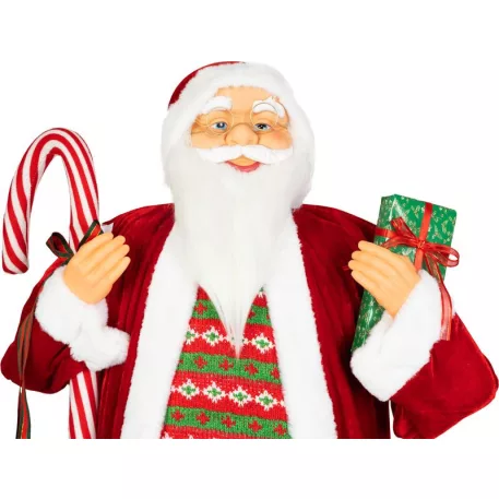 MagicHome Karácsonyi Dekoráció, Mikulás, ajándékkal, piros, 120 cm
