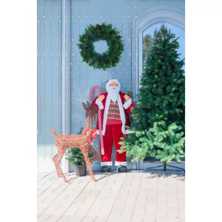 MagicHome Karácsonyi Dekoráció, Mikulás, ajándékkal, piros, 120 cm