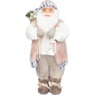 MagicHome Karácsonyi Dekoráció, Mikulás, ajándékkal, fehér, 46 cm