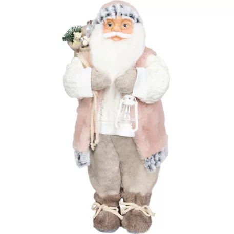 MagicHome Karácsonyi Dekoráció, Mikulás, ajándékkal, fehér, 46 cm