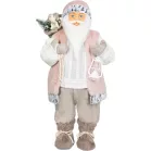 MagicHome Karácsonyi Dekoráció, Mikulás, ajándékkal, fehér, 60 cm