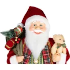 MagicHome Karácsonyi Dekoráció Mikulás, ajándékkal és macival, piros, 60 cm