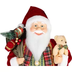   MagicHome Karácsonyi Dekoráció Mikulás, ajándékkal és macival, piros, 60 cm