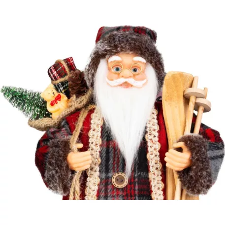 MagicHome Karácsonyi Dekoráció, Mikulás, ajándékkal, piros, 46 cm