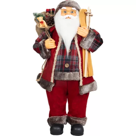 MagicHome Karácsonyi Dekoráció, Mikulás, ajándékkal, piros, 60 cm