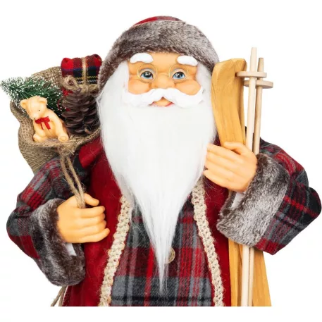 MagicHome Karácsonyi Dekoráció, Mikulás, ajándékkal, piros, 60 cm