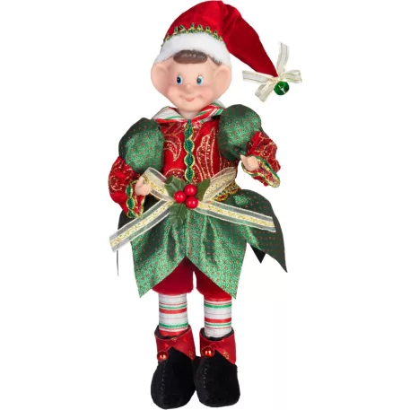 MagicHome Karácsonyi Dekoráció, Manó, piros-zöld, 30 cm