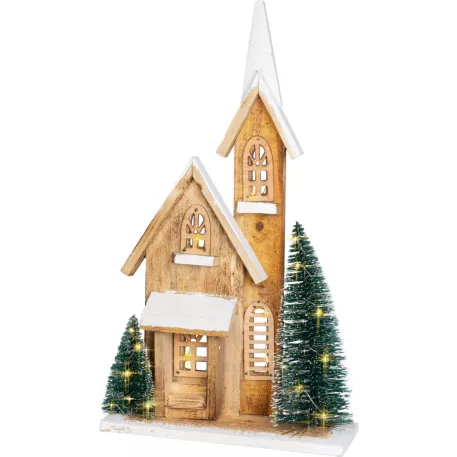 Dekoráció Templom, 15xLED, 24x9x42 cm, időzítő, 2xAA