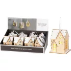 Dekorációs házikó, 3xLED, minták keveréke, 1x CR2032, Eladódoboz 12 db