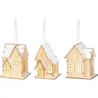 Dekorációs házikó, 3xLED, minták keveréke, 1x CR2032, Eladódoboz 12 db