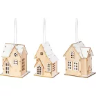 Dekorációs házikó, 3xLED, minták keveréke, 1x CR2032, Eladódoboz 12 db