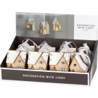 Dekorációs házikó, 3xLED, minták keveréke, 1x CR2032, Eladódoboz 12 db