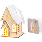 Dekorációs házikó, 3xLED, minták keveréke, 1x CR2032, Eladódoboz 12 db