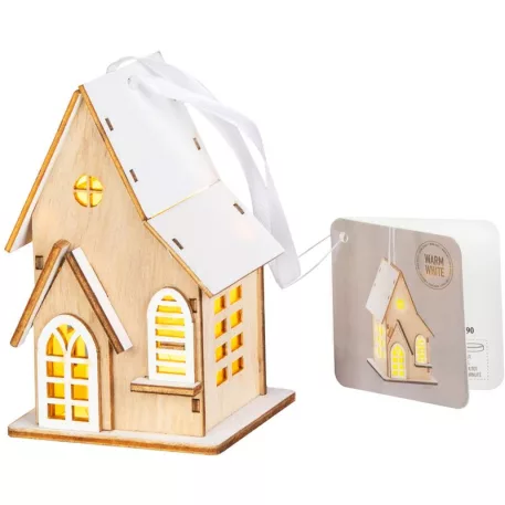 Dekorációs házikó, 3xLED, minták keveréke, 1x CR2032, Eladódoboz 12 db