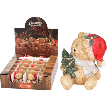 Dekoráció Medve sapkával, 7x6x7 cm