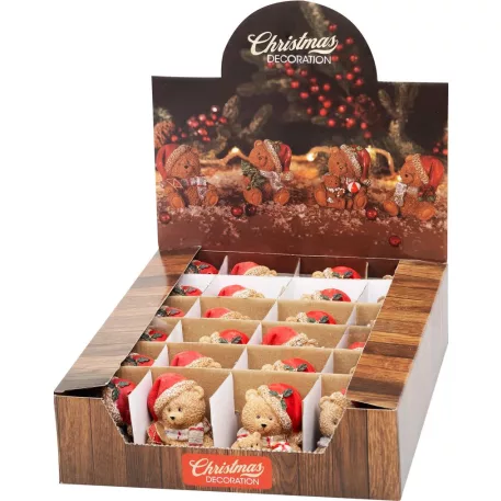 Dekoráció Medve sapkával, 7x6x7 cm