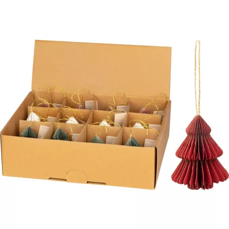 Karácsonyfadísz, fa, 8 cm, színkeverék