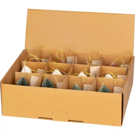 Karácsonyfadísz, fa, 8 cm, színkeverék