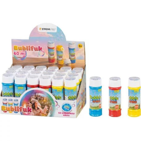 Buborékfújó Strend Pro, játékkal, 60 ml, vegyes színek, sellbox 24 db