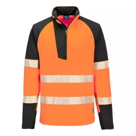 Portwest PW3 Hi-Vis 1/4 cipzáras pulóver (narancs/fekete 3XL)