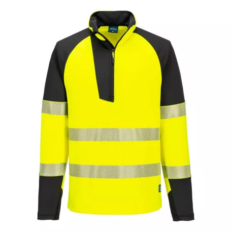 Portwest PW3 Hi-Vis 1/4 cipzáras pulóver (sárga/fekete S)