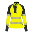 Portwest PW3 Hi-Vis női 1/4 cipzáras pulóver (sárga/fekete M)