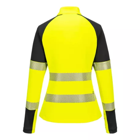 Portwest PW3 Hi-Vis női 1/4 cipzáras pulóver (sárga/fekete 3XL)